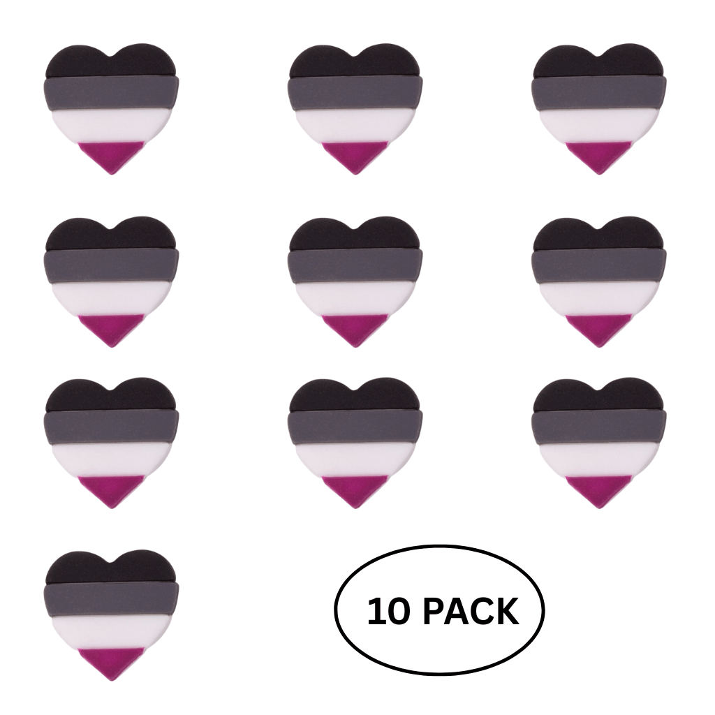 10 Pack Asexual Flag Heart Silicone Pins
