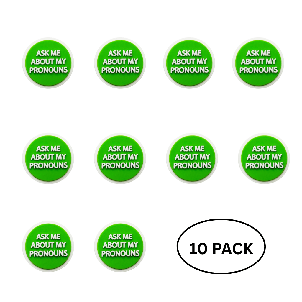 10 Pack Ask Me My Pronoun Silicone Pins