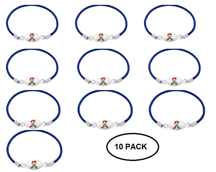 10 Pack Autism Awareness Ribbon Stretch Bracelets