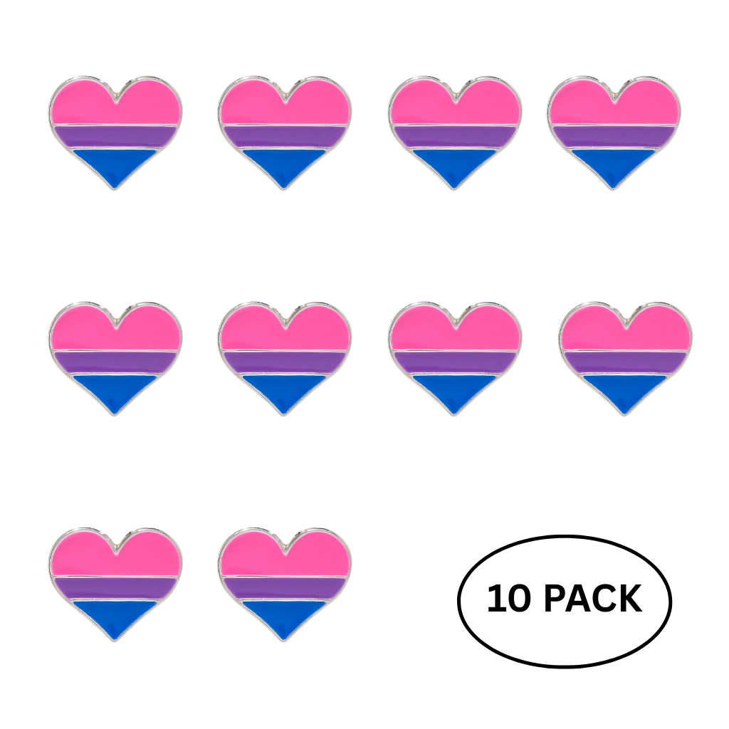 10 Pack Bisexual Flag Heart Pins