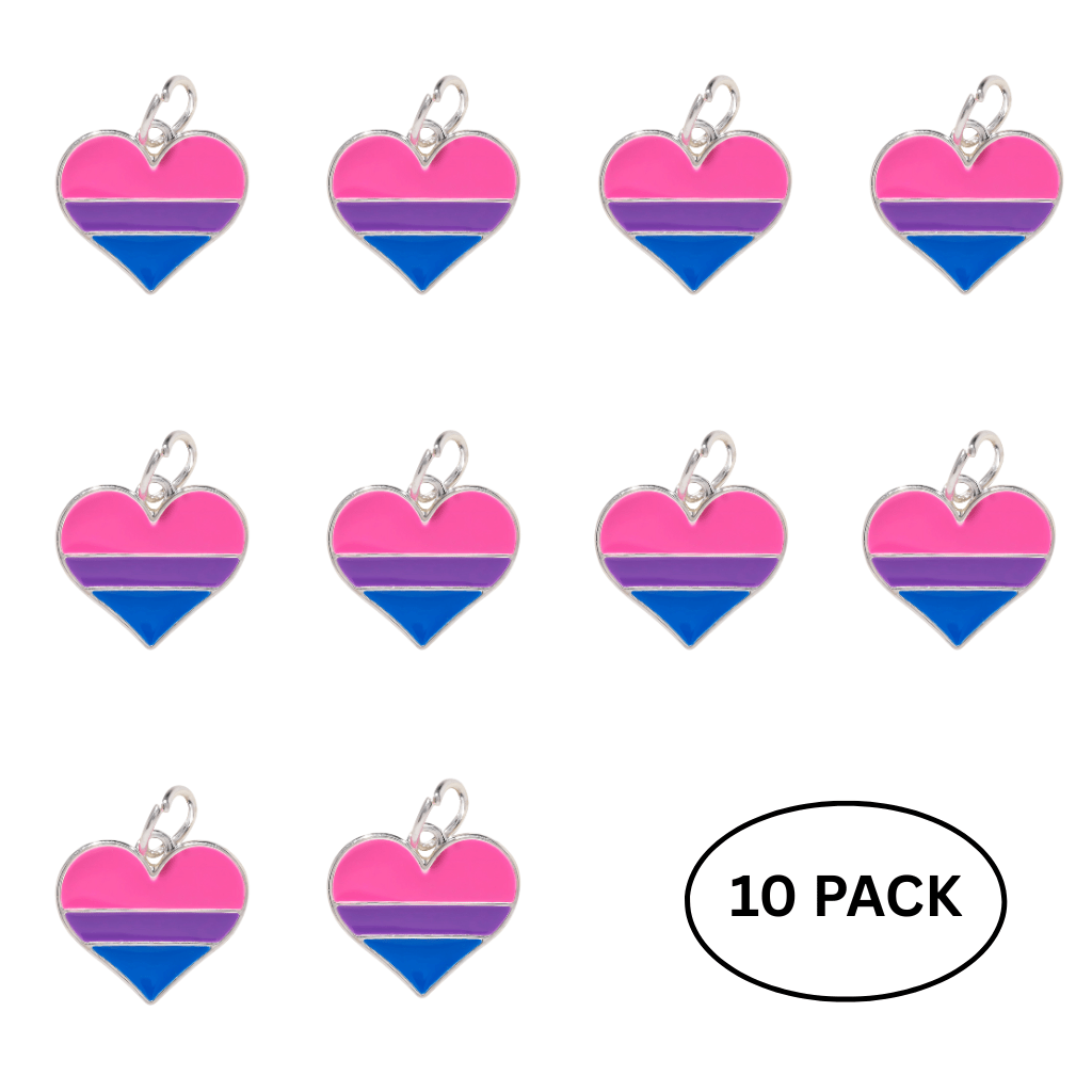 10 Pack Bisexual Heart Charms