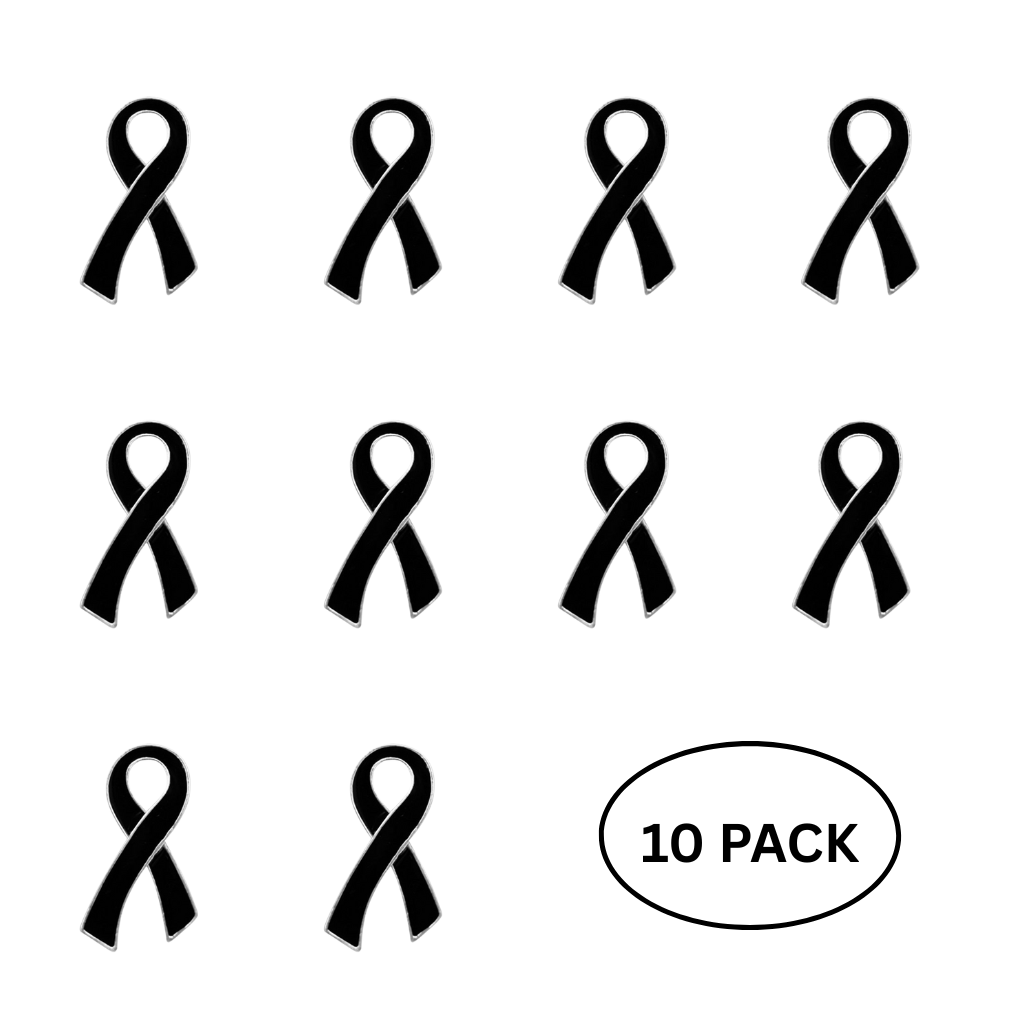 10 Pack Black Ribbon Lapel Pins