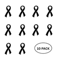 10 Pack Black Ribbon Lapel Pins