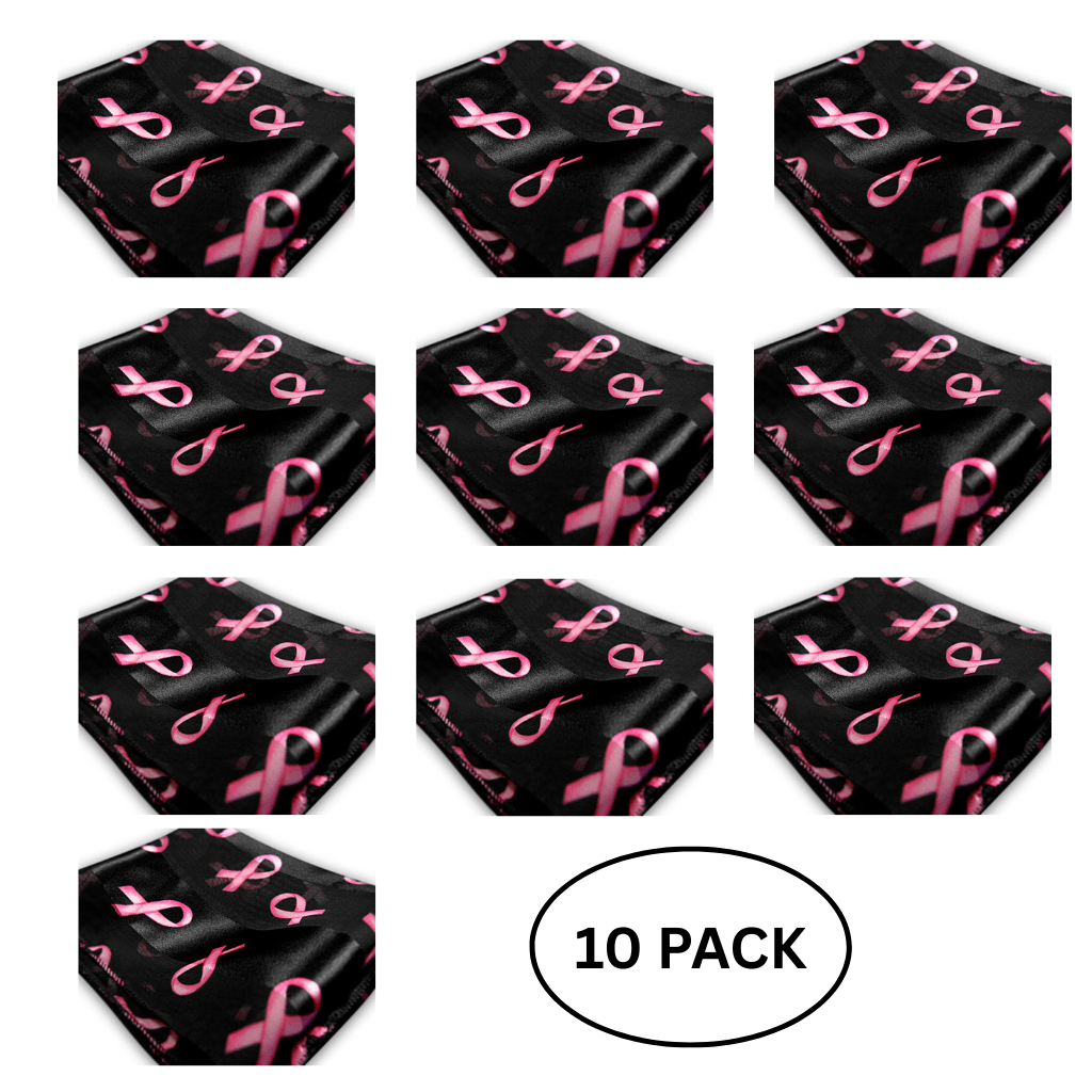 10 Pack Breast Cancer Awareness Ribbon Scarves in Black