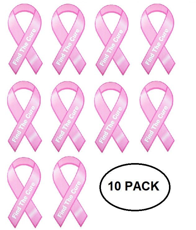 10 Pack Breast Cancer Find The Cure Ribbon Car Magnets