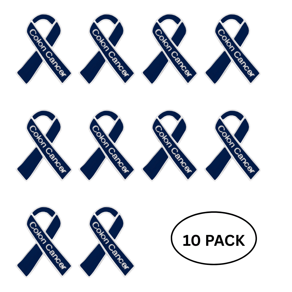 10 Pack Colon Cancer Awareness Ribbon Pins