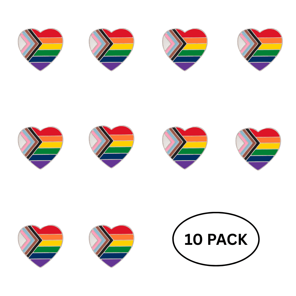 10 Pack Daniel Quasar Flag Heart Pins