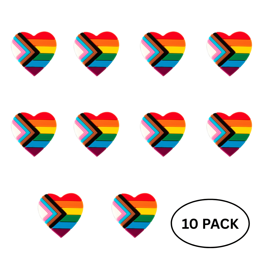 10 Pack Daniel Quasar Flag Heart Silicone Pins
