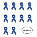 10 Pack Dark Blue Satin Ribbon Awareness Pins