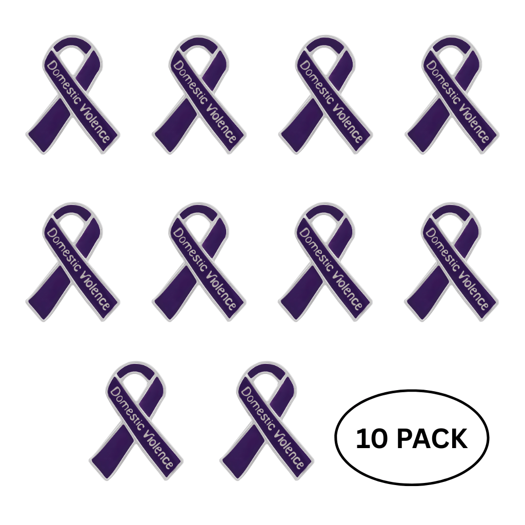 10 Pack Domestic Violence Awareness Ribbon Pins
