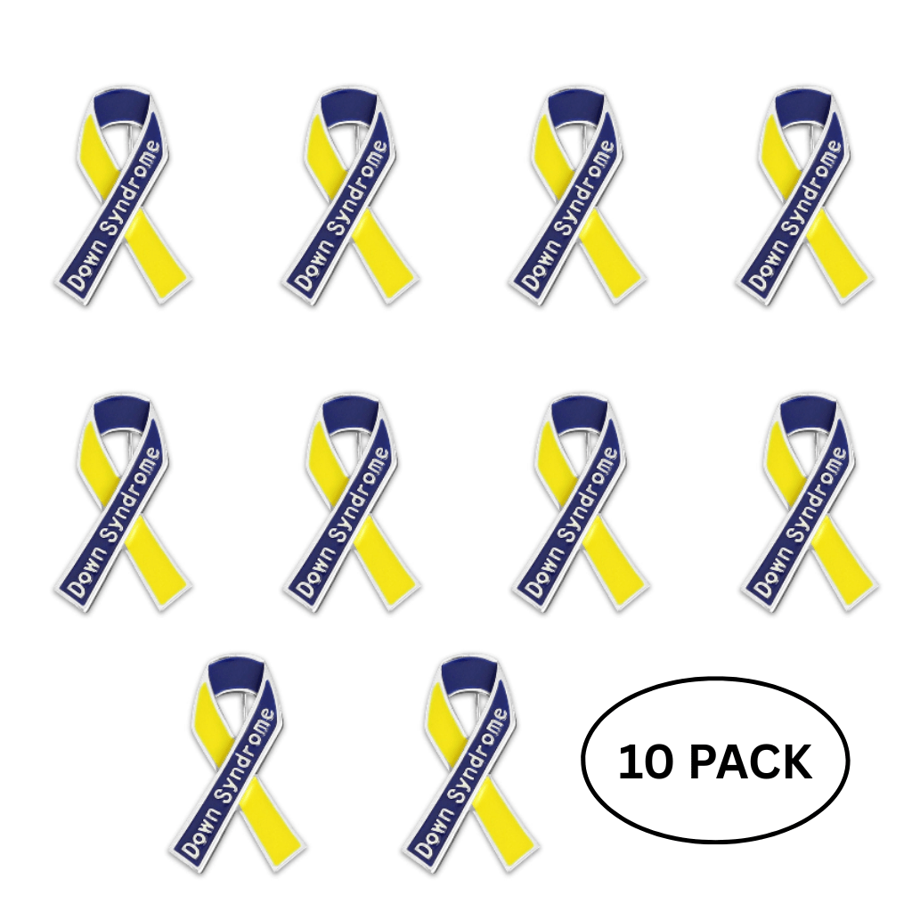 10 Pack Down Syndrome Ribbon Pins