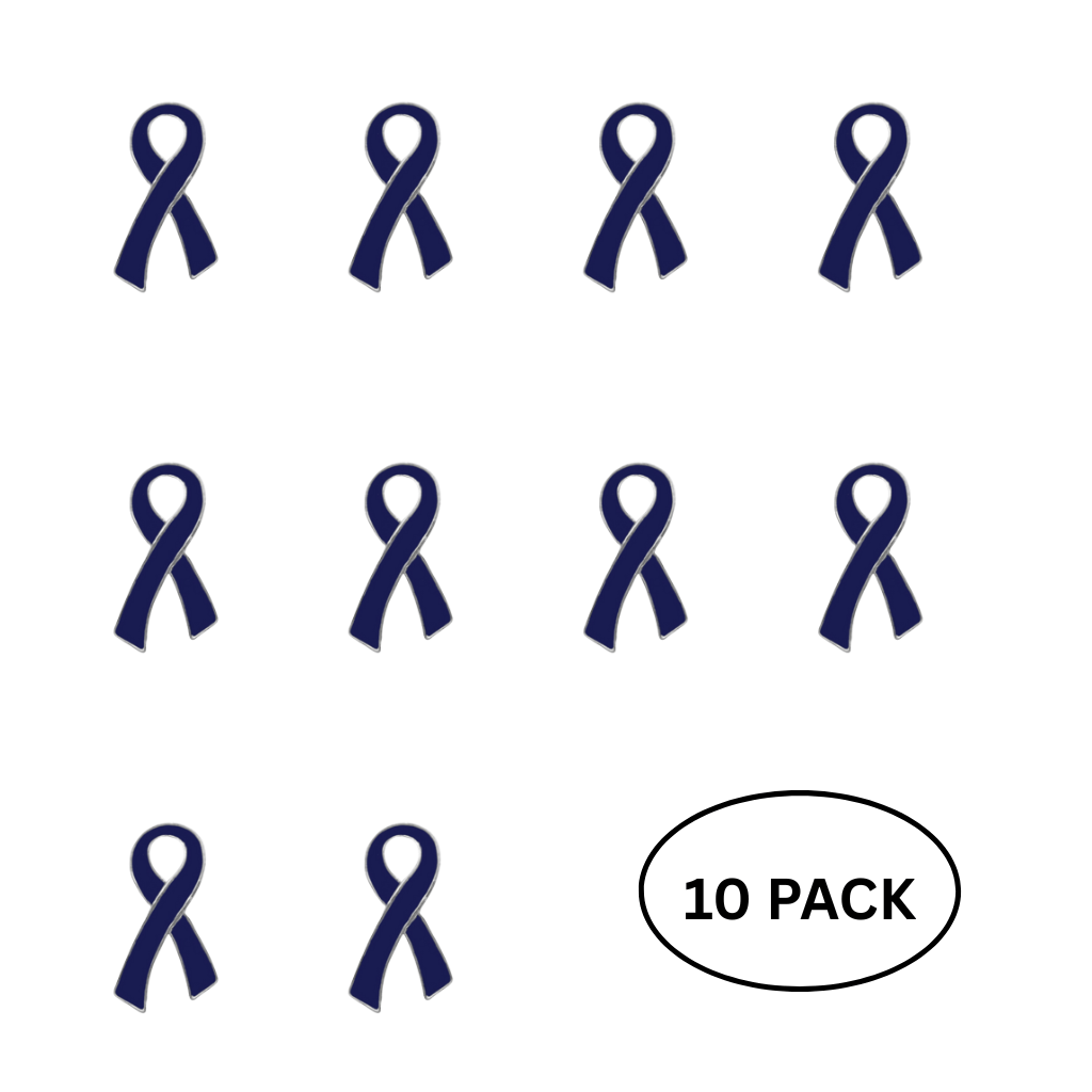 10 Pack Large Dark Blue Ribbon Pins