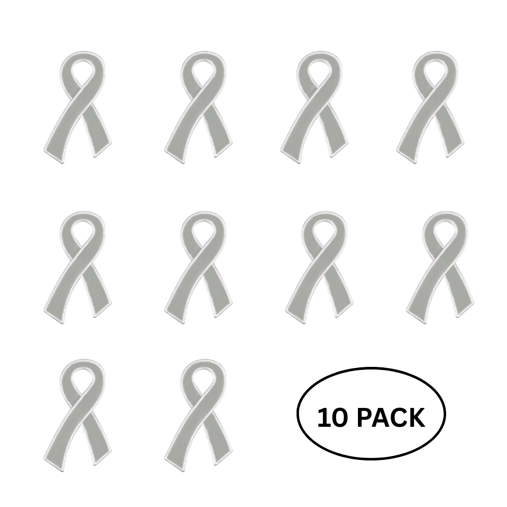 10 Pack Large Flat Gray Ribbon Pins