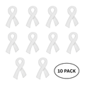 10 Pack Large Flat White Ribbon Pins