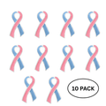 10 Pack Large Pink & Blue Ribbon Pins for Infant Death, SIDS, Miscarriage, Male Breast Cancer