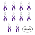 10 Pack Large Purple Ribbon Charms