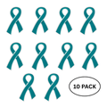 10 Pack Large Teal Ribbon Awareness Pins