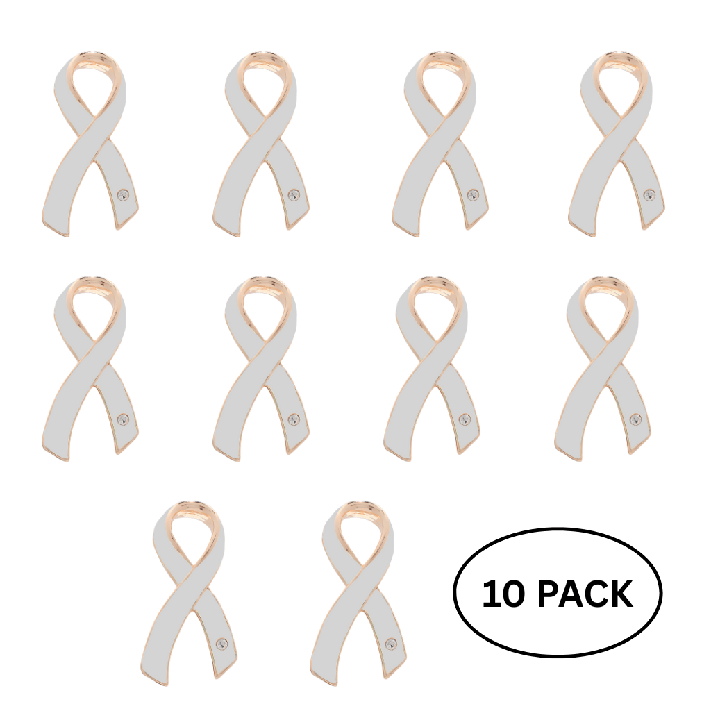Bulk Pack Large White Ribbon Awareness Pins