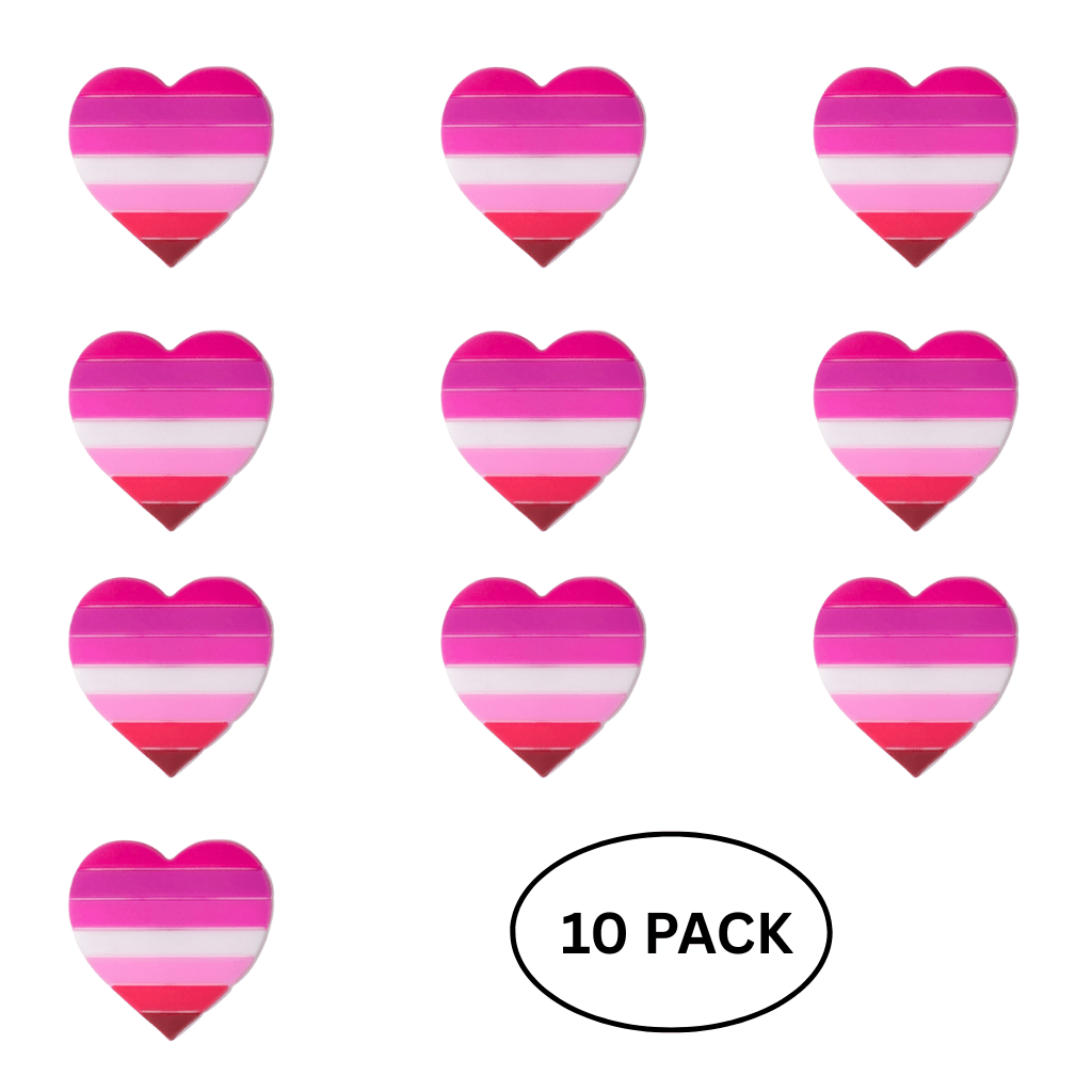 10 Pack Lesbian Flag Heart Silicone Pins