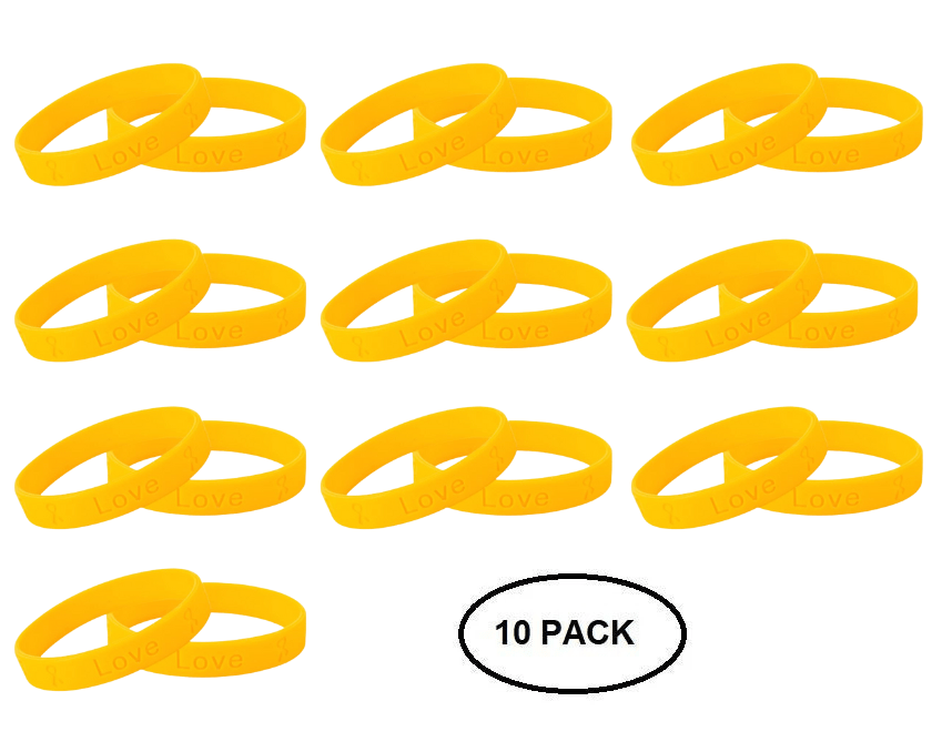 Gold Childhood Cancer Silicone Bracelet Wristbands