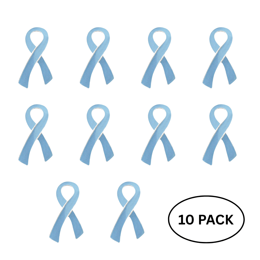 10 Pack of Large Light Blue Awareness Ribbon Pins