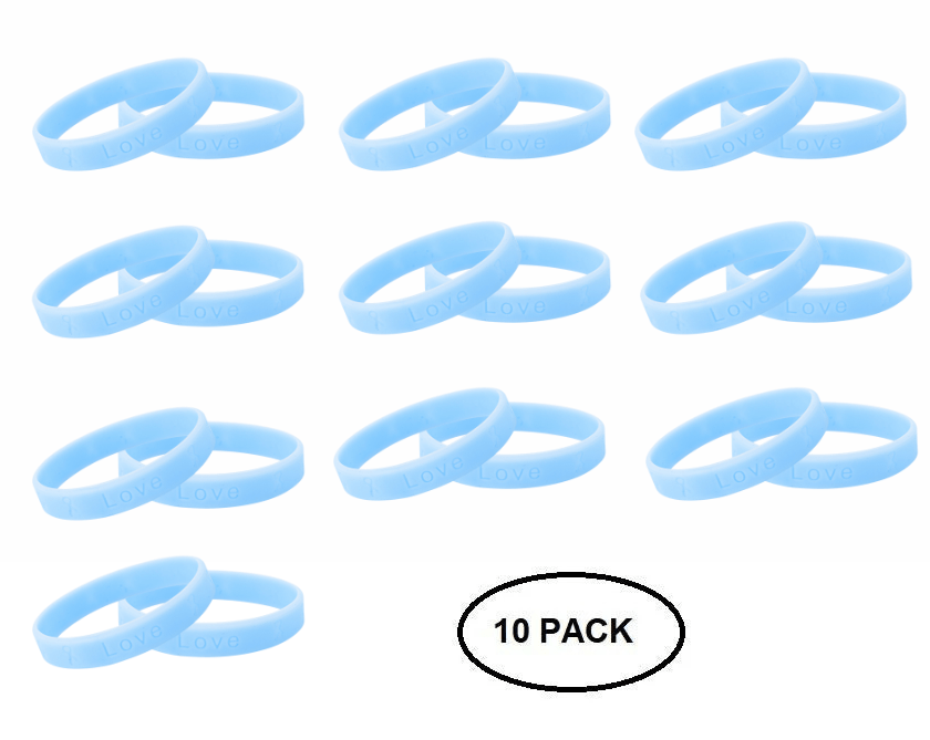 Light Blue Silicone Bracelets for Prostate Cancer, Graves Disease