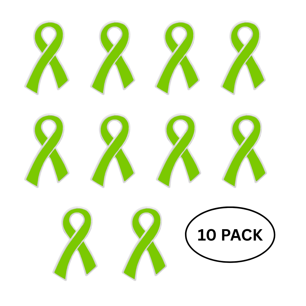 10 Pack of Lime Green Ribbon Pins