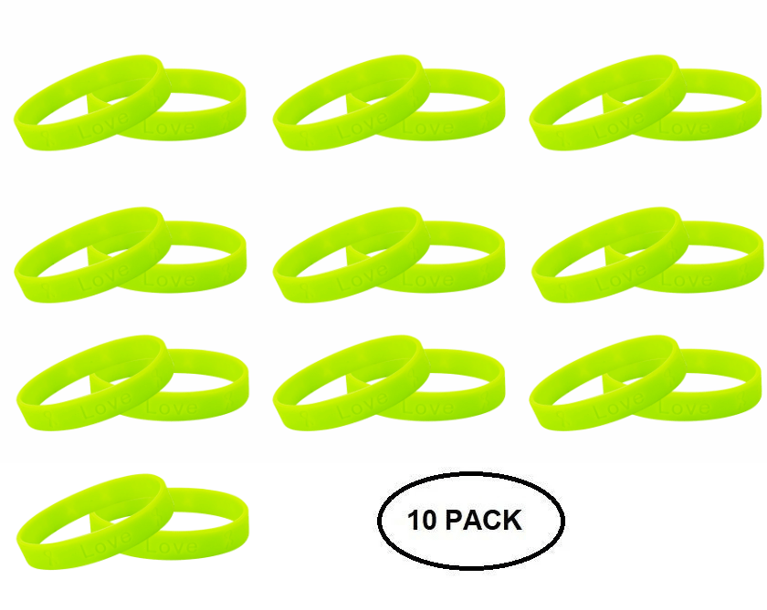 Lime Green Silicone Bracelets for Lymphoma, Lyme Disease