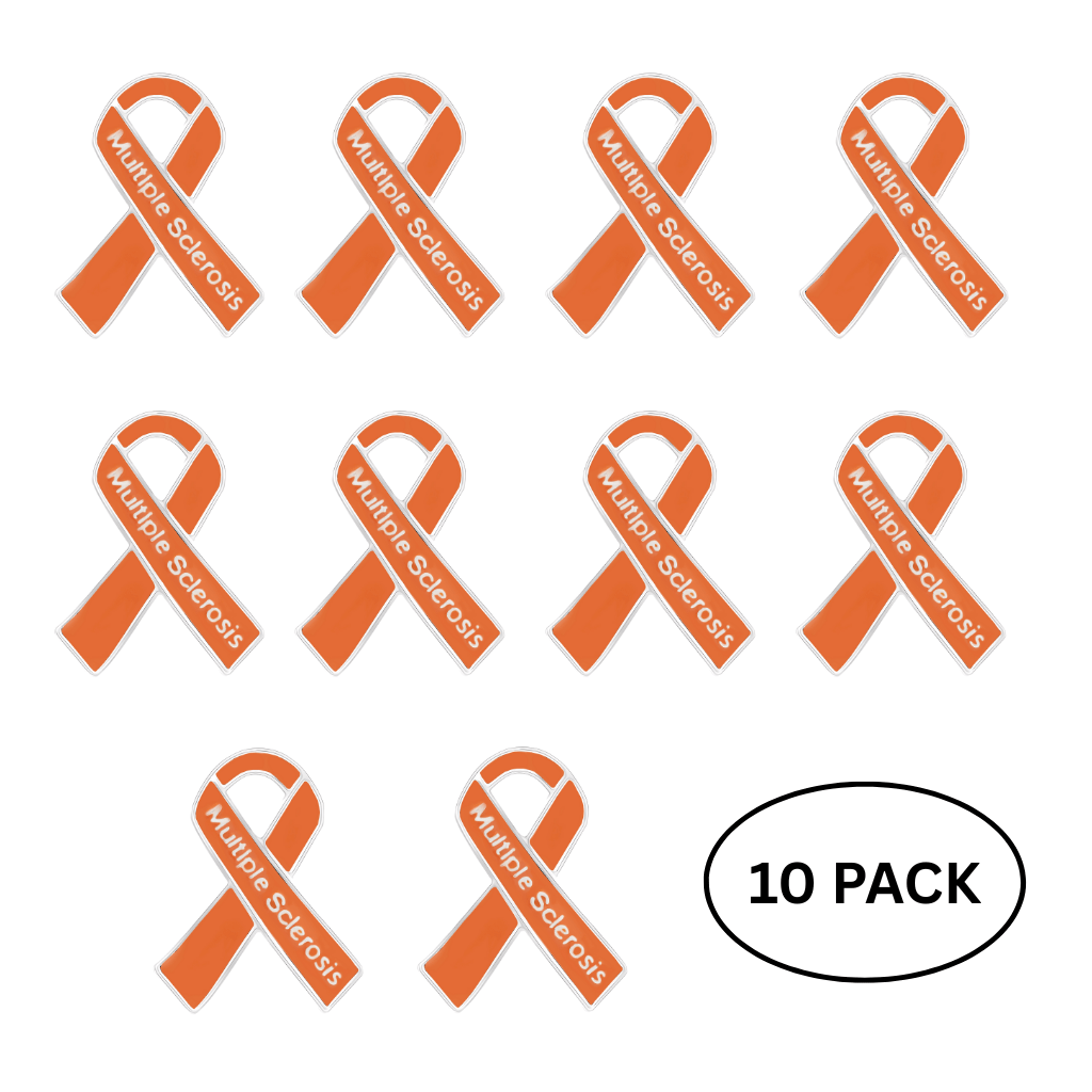 10 Pack of Multiple Sclerosis Awareness Orange Ribbon Pins