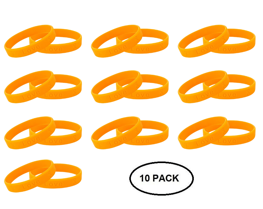 Orange Silicone Bracelets for Leukemia, Multiple Sclerosis, Kidney Cancer