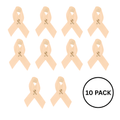 10 Pack of Peach Ribbon Satin Pins for Uterine Cancer, Endometrial Cancer