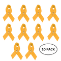 10 Pack of Satin Gold Ribbon Awareness Pins