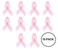 10 Pack of Satin Pink Ribbon Breast Cancer Pins