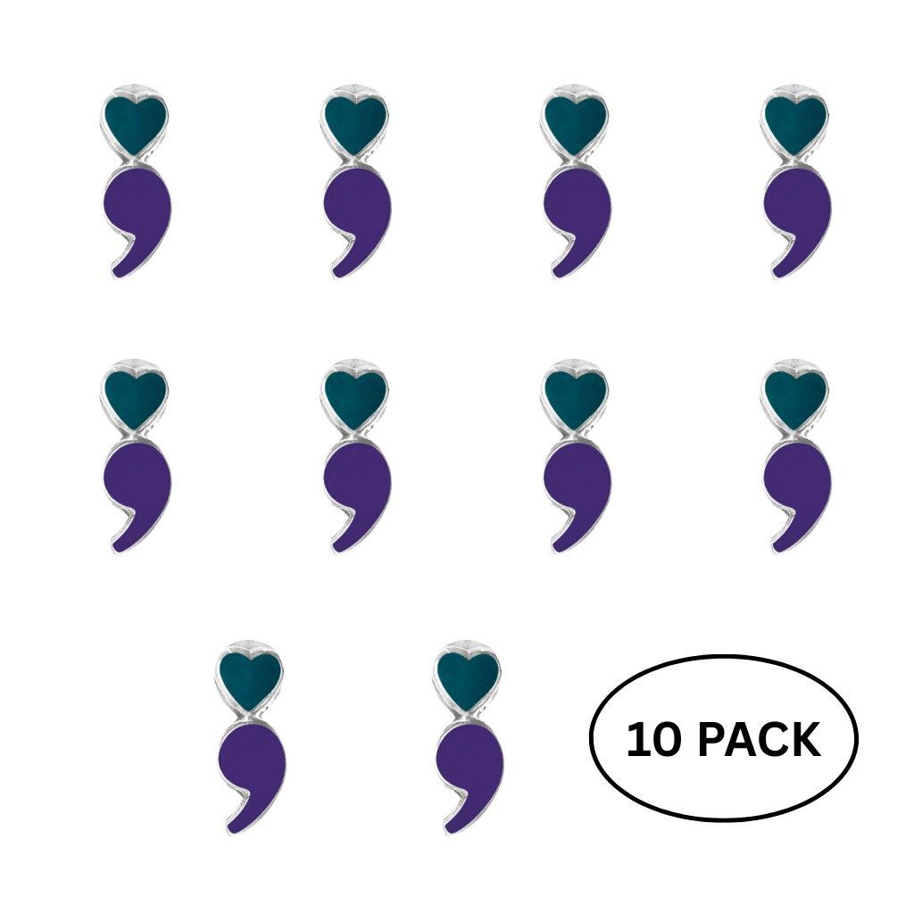 10 Pack of Semicolon Suicide Prevention & Awareness Lapel Pins