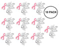 10 Pack Pink Ribbon Angel Pins