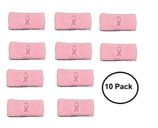 10 Pack Pink Ribbon Armbands