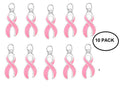 10 Pack Pink Ribbon Breast Cancer Awareness Charms