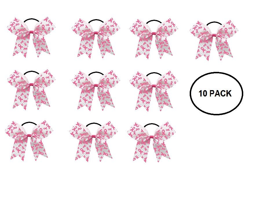 10 Pack Pink Ribbon Hair Bows