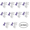 10 Pack Purple Ribbon Angel By My Side Pins