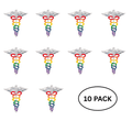 10 Pack Rainbow Caduceus Pins