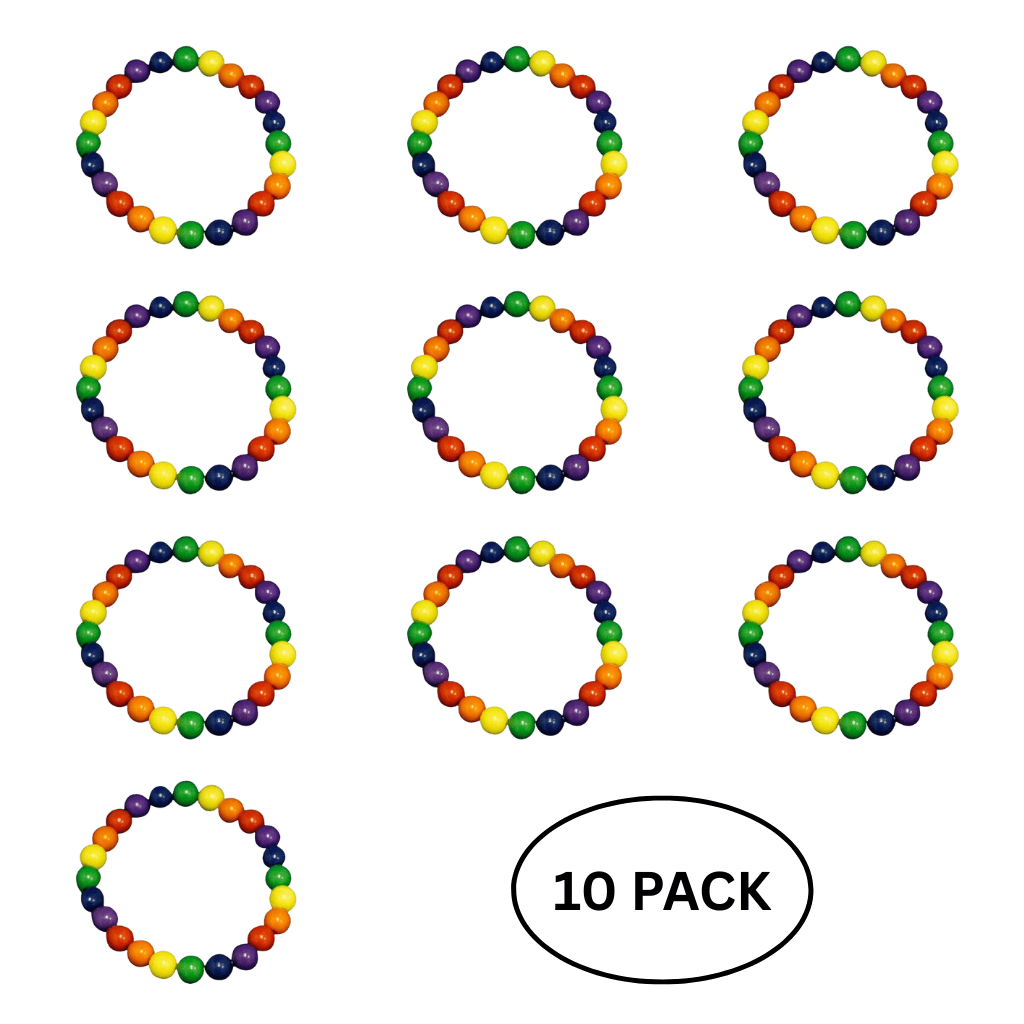 10 Pack Rainbow Colored Beaded Bracelets