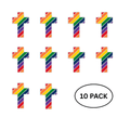 10 Pack Rainbow Cross Shaped Pins
