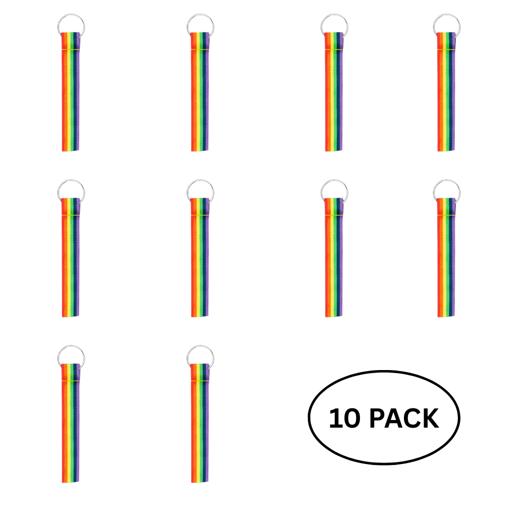 10 Pack Rainbow Flag Lanyard Style Keychains