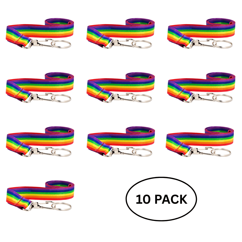 10 Pack Rainbow Flag Lanyards