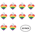 10 Pack Rainbow Heart Gay Pride Charms