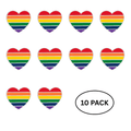 10 Pack Rainbow Heart Shaped Pins