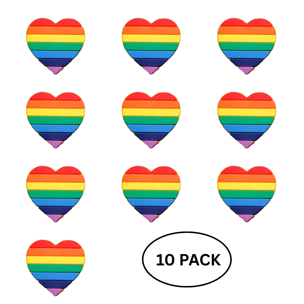 10 Pack Rainbow Heart Silicone Pins