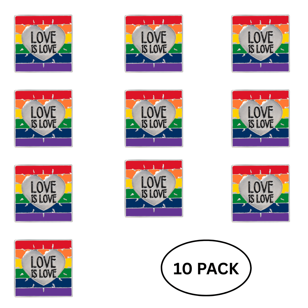 10 Pack Rainbow Love Is Love LGBTQ Pins