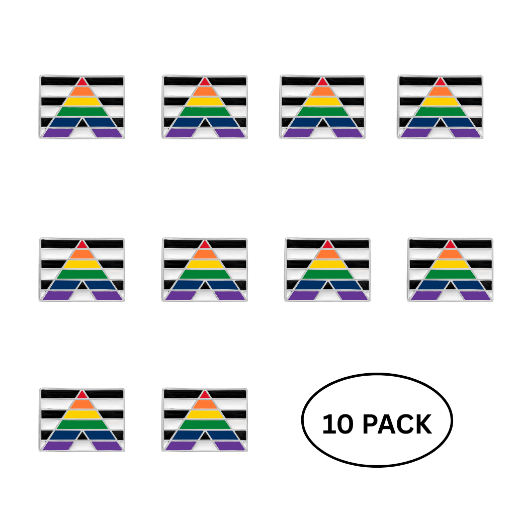 10 Pack Rectangle Straight Ally Flag Pins