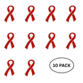 10 Pack Red Ribbon Awareness Pins
